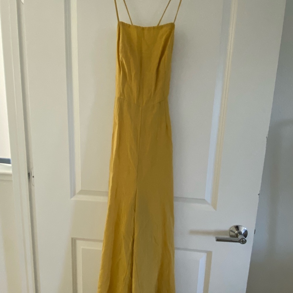 Love the weather yellow Jacquard Lace-Up Jumpsuit, Lulu’s size Small